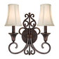 Forte Lighting Lester 14" 2-Light Steel Antique Bronze Wall Sconce With Fabric Shades