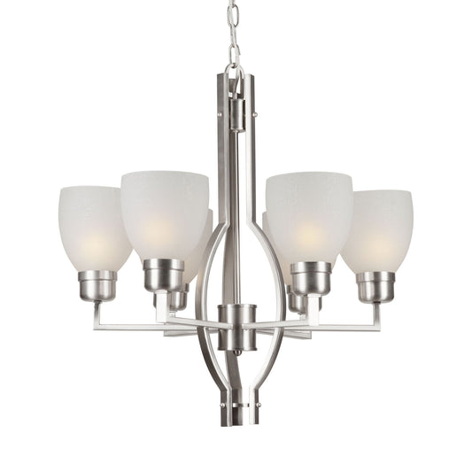 Forte Lighting Lila 24" 6-Light Steel Brushed Nickel Chandelier With White Linen Glass Shades