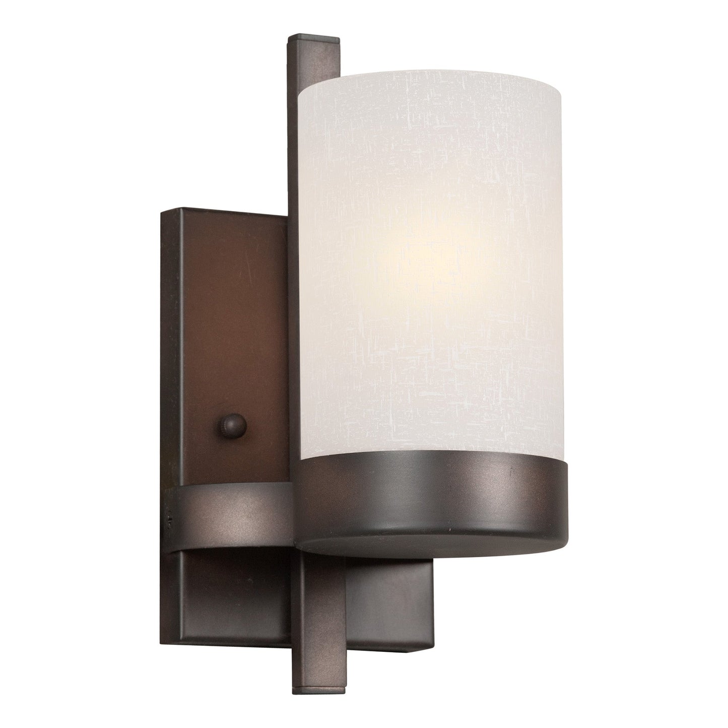 Forte Lighting Lila 5" Steel Antique Bronze Wall Sconce With White Linen Glass Shade