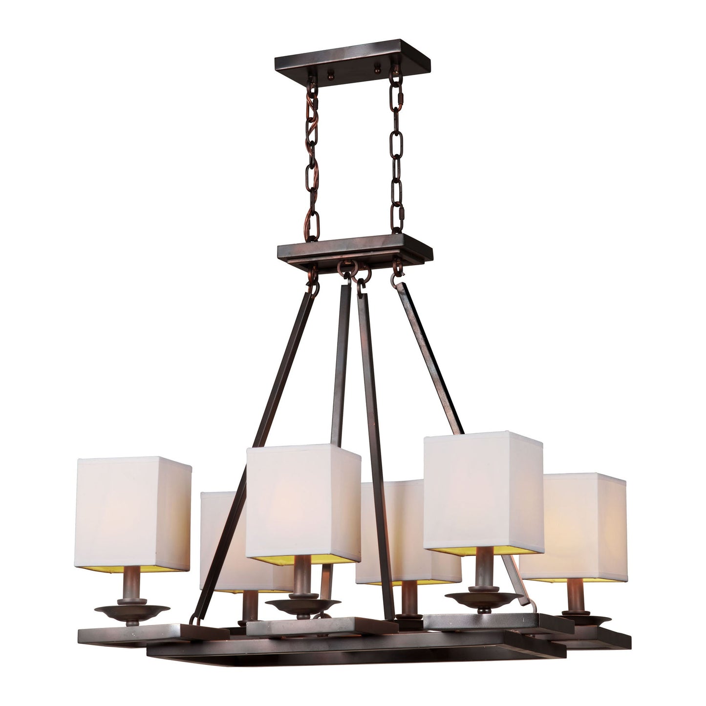 Forte Lighting Lilly 25" 6-Light Steel Antique Bronze Chandelier With Fabric Shades