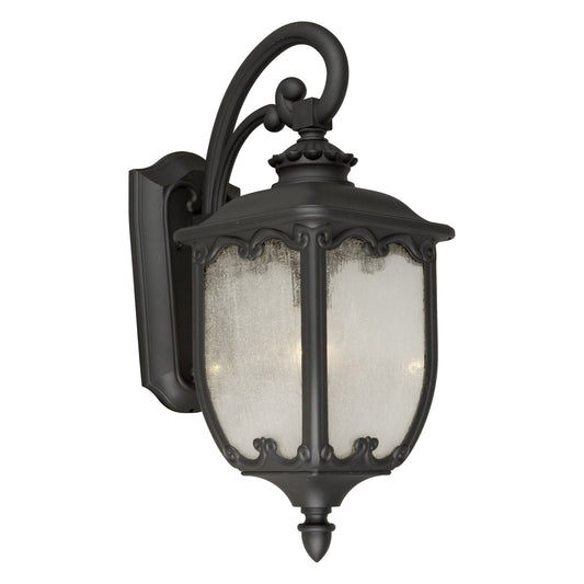 Forte Lighting Lindero 10" Die Cast Aluminum Black Outdoor Wall Light With Clear Seeded Glass Panels Shade