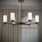 Forte Lighting Luke 28" 6-Light Steel Antique Bronze Round Chandelier With Satin Opal Glass Shades