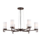 Forte Lighting Luke 28" 6-Light Steel Antique Bronze Round Chandelier With Satin Opal Glass Shades