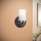 Forte Lighting Luke 5" Steel Antique Bronze Wall Sconce With Satin Opal Glass Shade