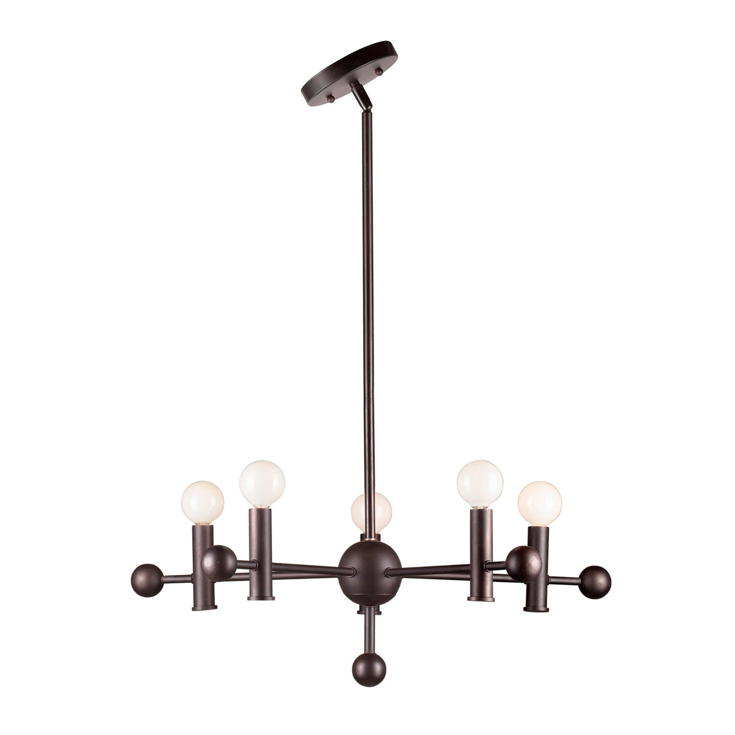 Forte Lighting Mia 23" 5-Light Steel Bare Bulb Chandelier In Antique Bronze Finish