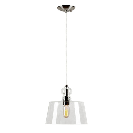 Forte Lighting Milo 11" Steel Brushed Nickel Mini Pendant With Clear Glass Shade