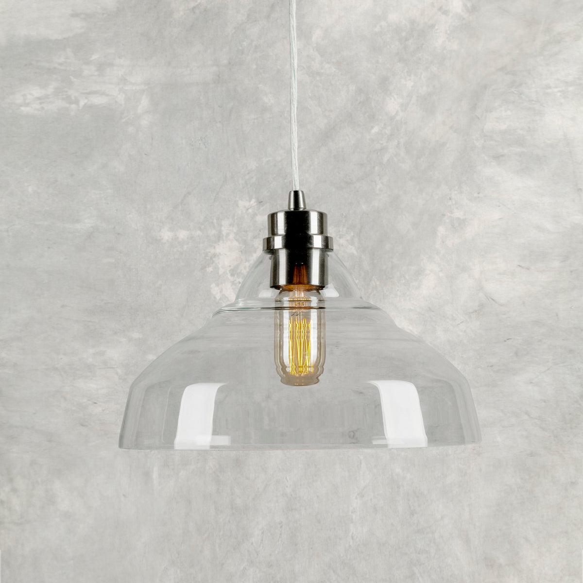 Forte Lighting Milo 12" Steel Brushed Nickel Mini Pendant With Clear Glass Shade