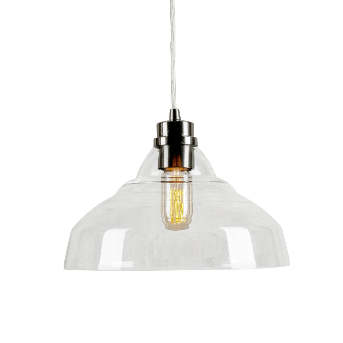 Forte Lighting Milo 12" Steel Brushed Nickel Mini Pendant With Clear Glass Shade