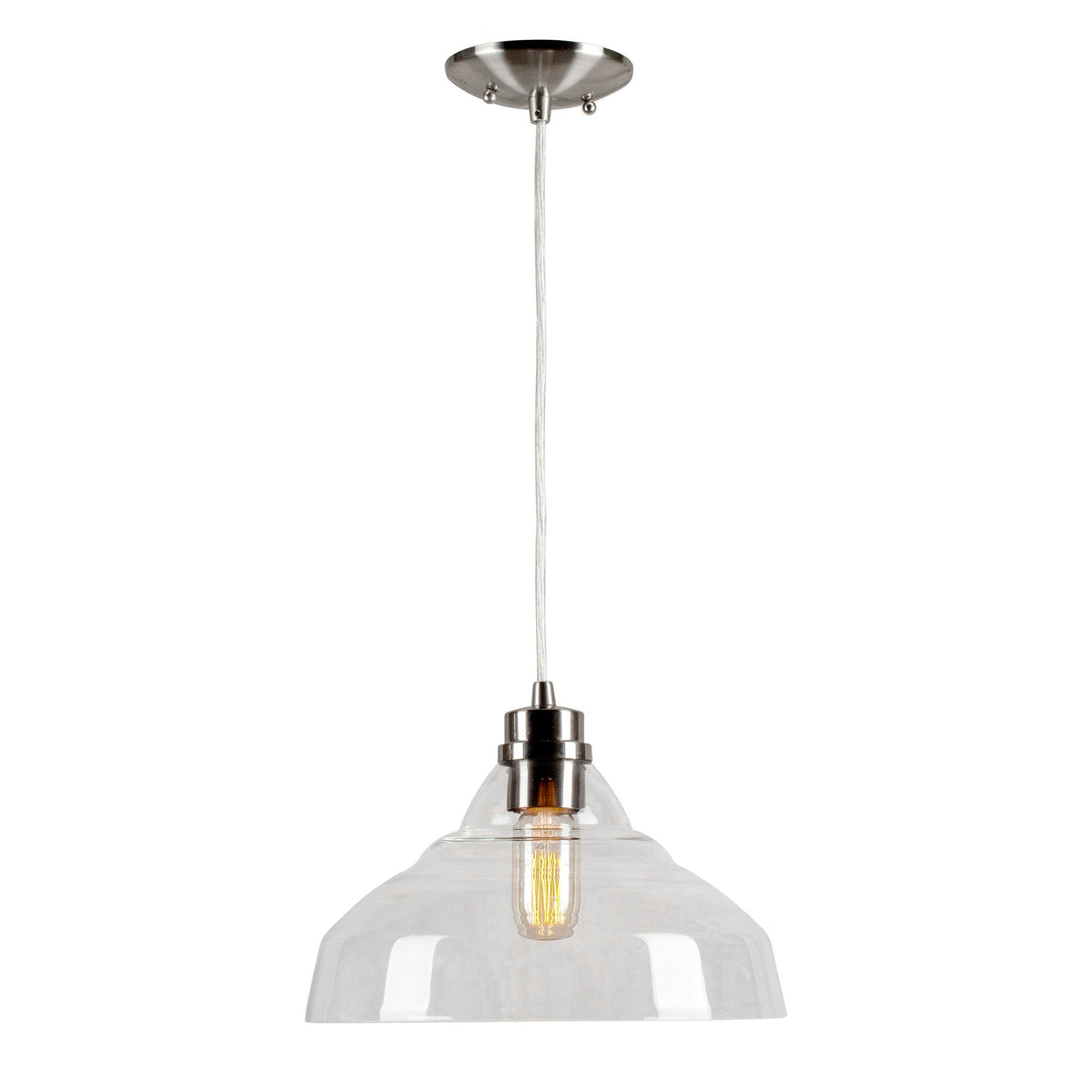 Forte Lighting Milo 12" Steel Brushed Nickel Mini Pendant With Clear Glass Shade