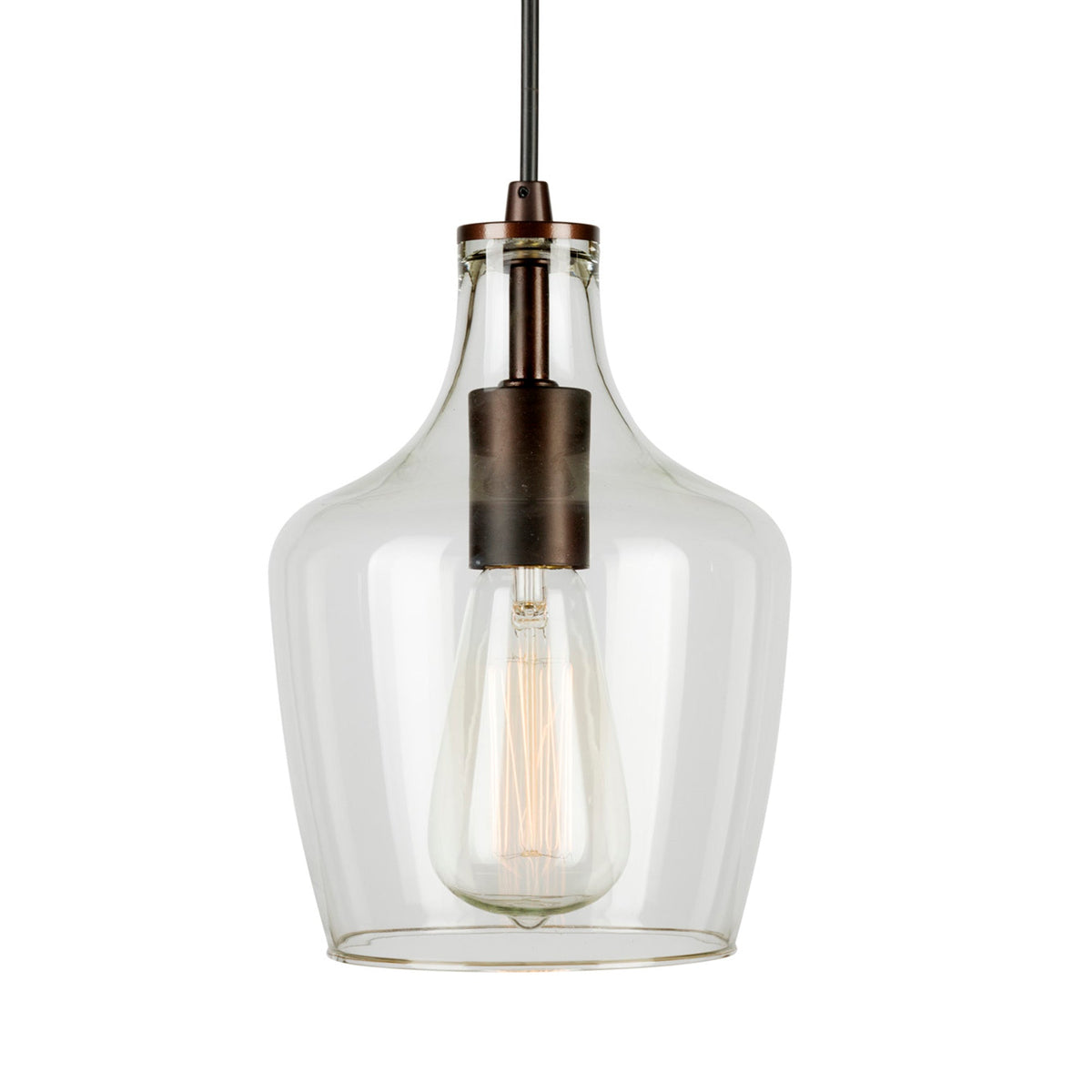 Forte Lighting Milo 7" Steel Antique Bronze Pendant With Clear Glass Shade