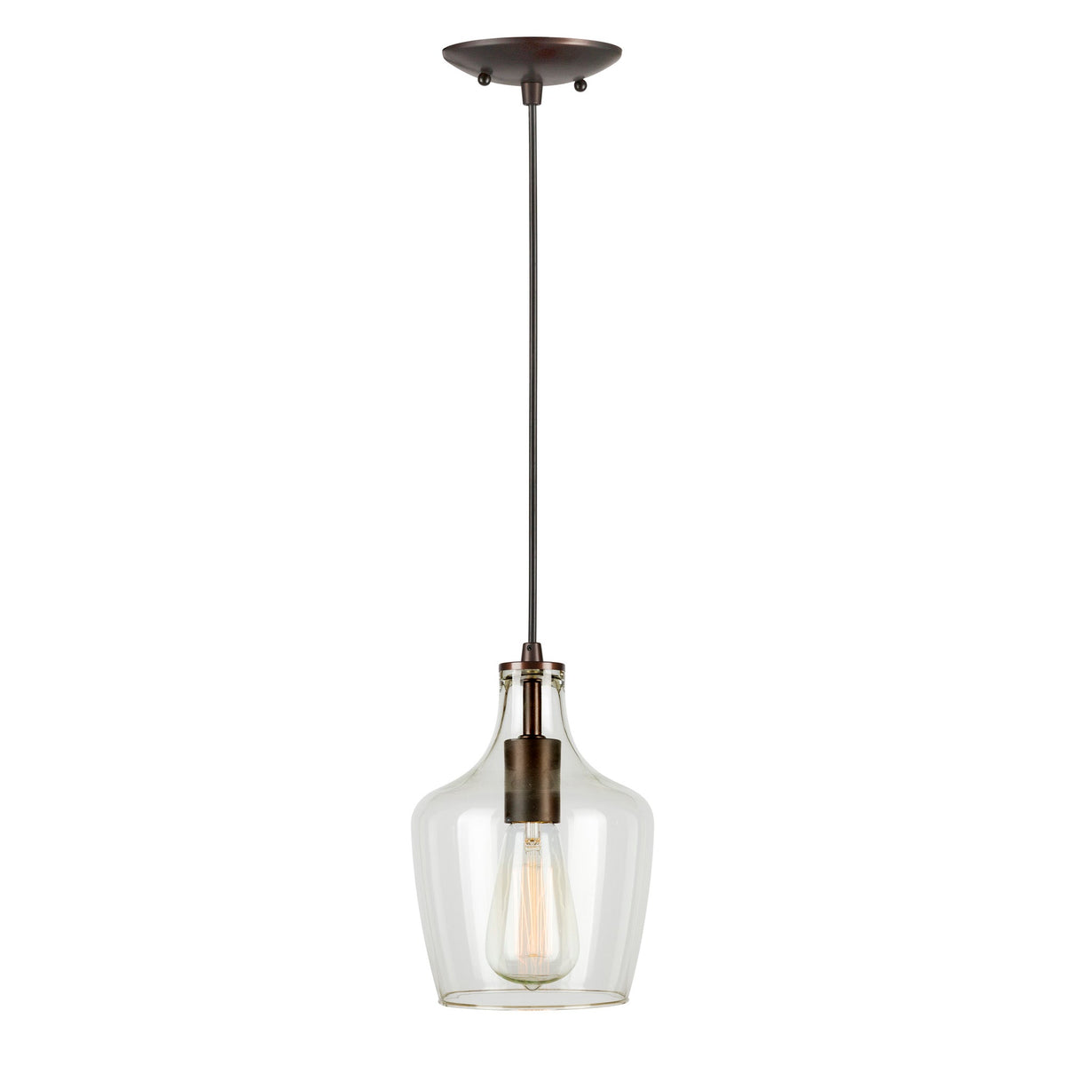 Forte Lighting Milo 7" Steel Antique Bronze Pendant With Clear Glass Shade