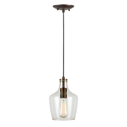 Forte Lighting Milo 7" Steel Antique Bronze Pendant With Clear Glass Shade