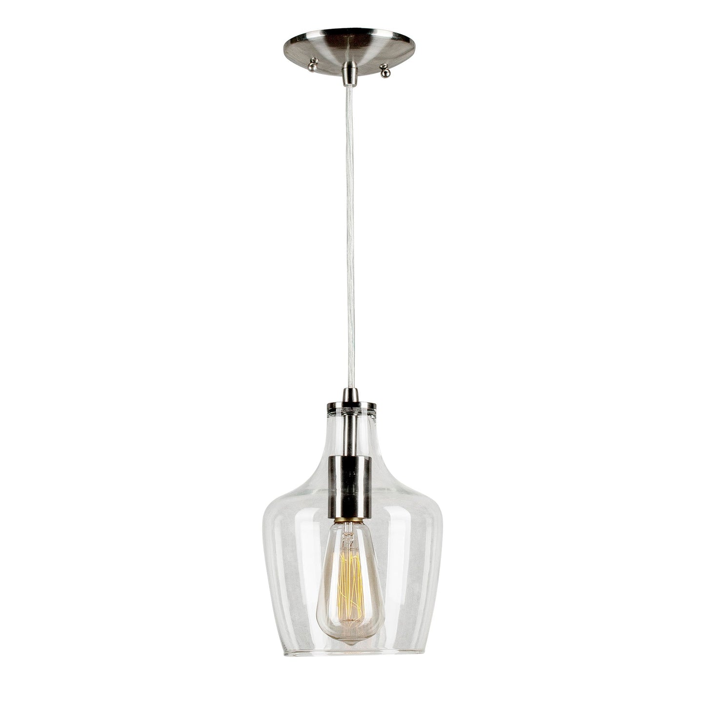 Forte Lighting Milo 7" Steel Brushed Nickel Pendant With Clear Glass Shade