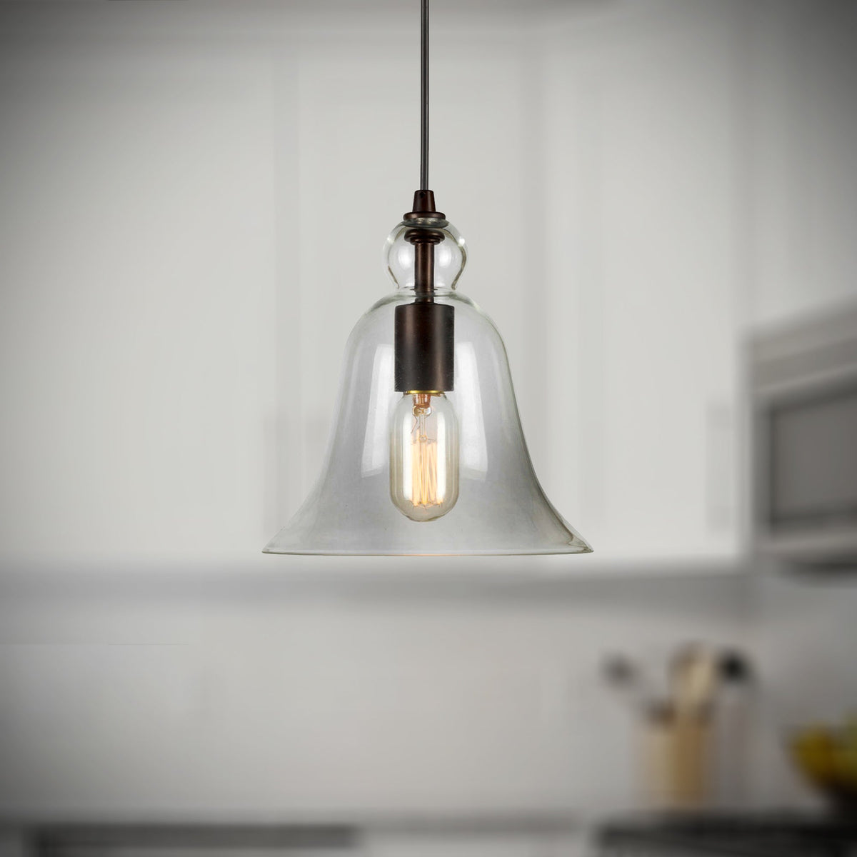 Forte Lighting Milo 8" Steel Antique Bronze Pendant With Clear Glass Shade
