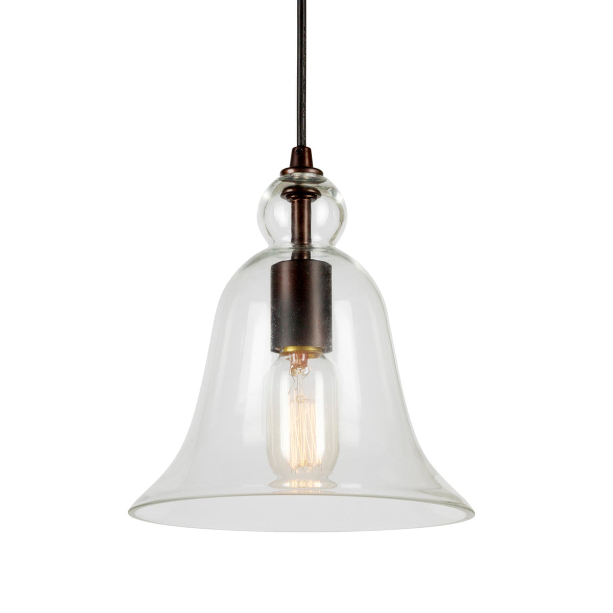 Forte Lighting Milo 8" Steel Antique Bronze Pendant With Clear Glass Shade