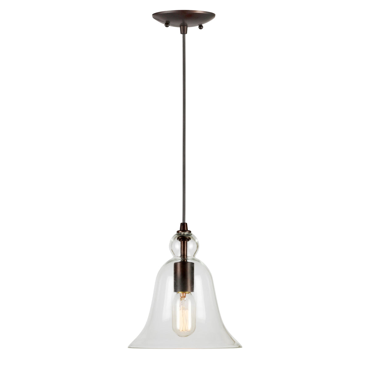 Forte Lighting Milo 8" Steel Antique Bronze Pendant With Clear Glass Shade