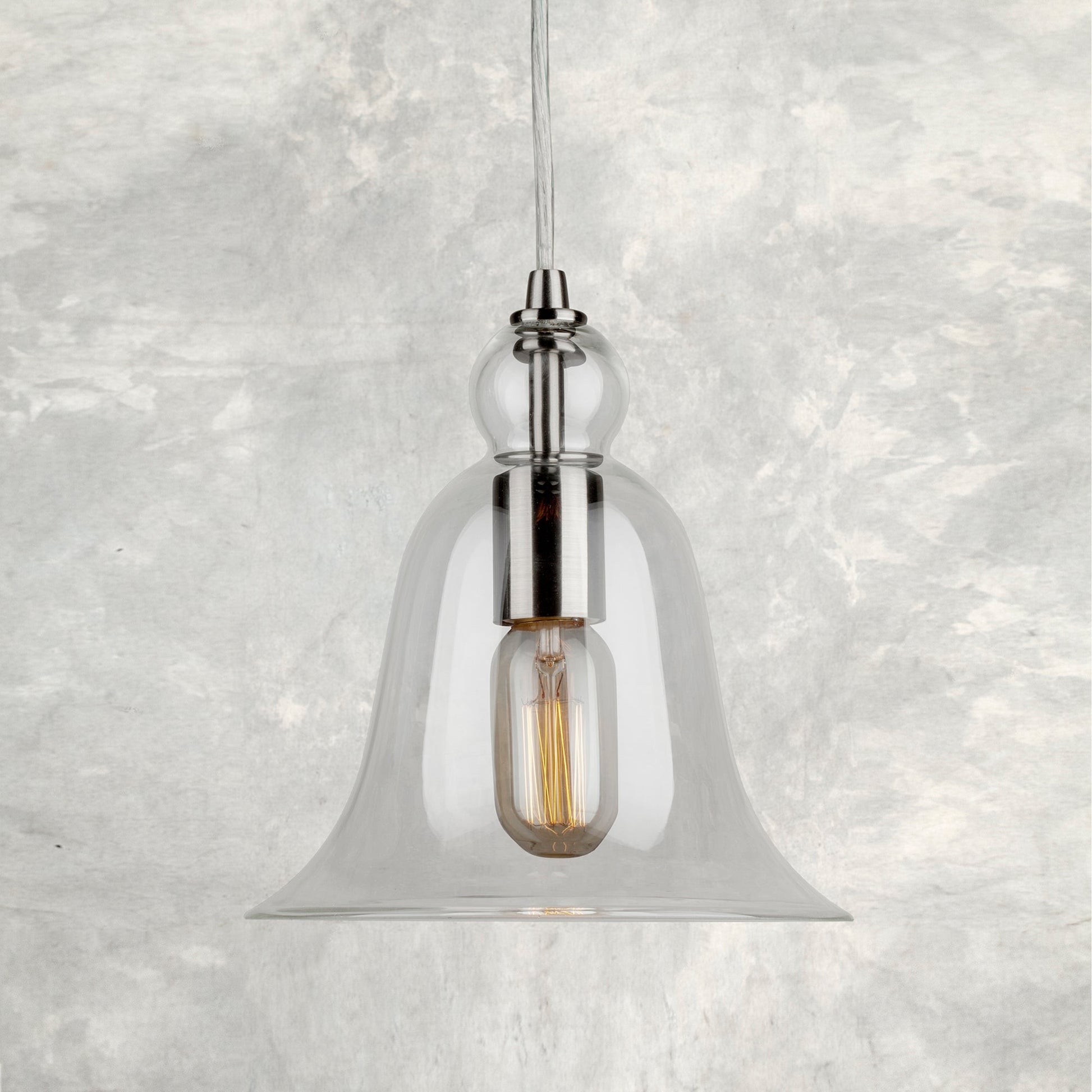 Forte Lighting Milo 8" Steel Brushed Nickel Pendant With Clear Glass Shade