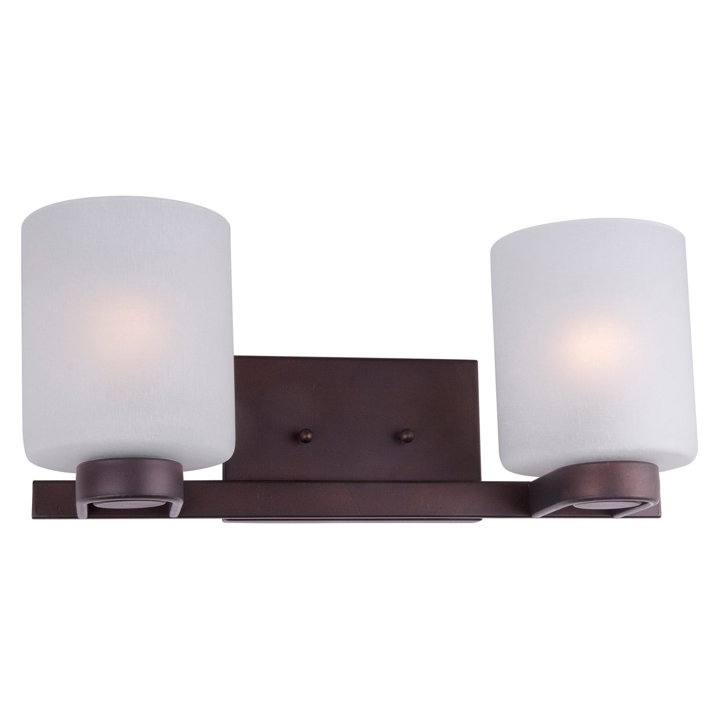 Forte Lighting Mona 17" 2-Light Steel Antique Bronze Bath Bar With White Linen Glass Shades