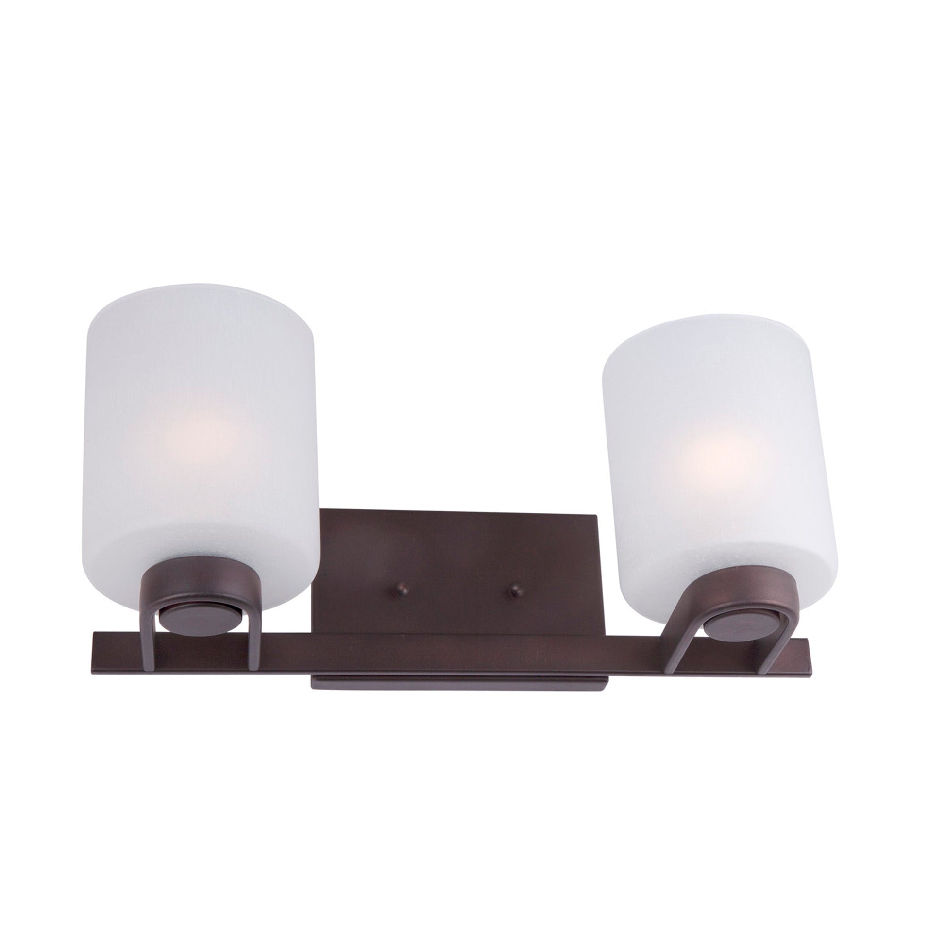 Forte Lighting Mona 17" 2-Light Steel Antique Bronze Bath Bar With White Linen Glass Shades