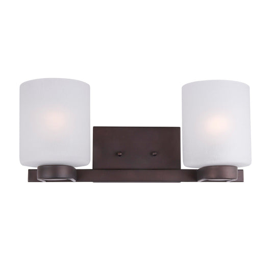 Forte Lighting Mona 17" 2-Light Steel Antique Bronze Bath Bar With White Linen Glass Shades