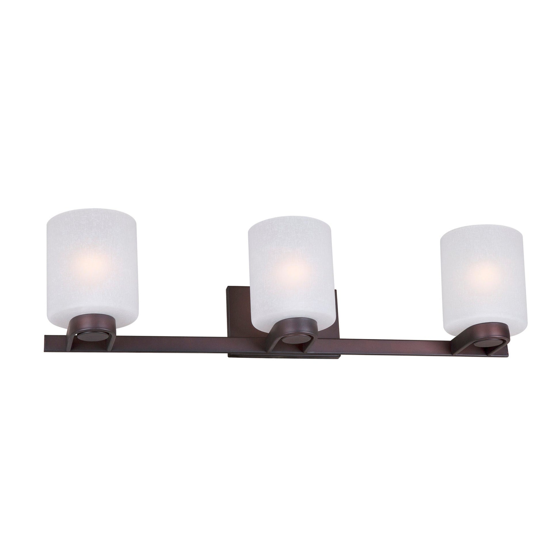 Forte Lighting Mona 29" 3-Light Steel Antique Bronze Bath Bar With White Linen Glass Shades