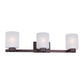 Forte Lighting Mona 29" 3-Light Steel Antique Bronze Bath Bar With White Linen Glass Shades