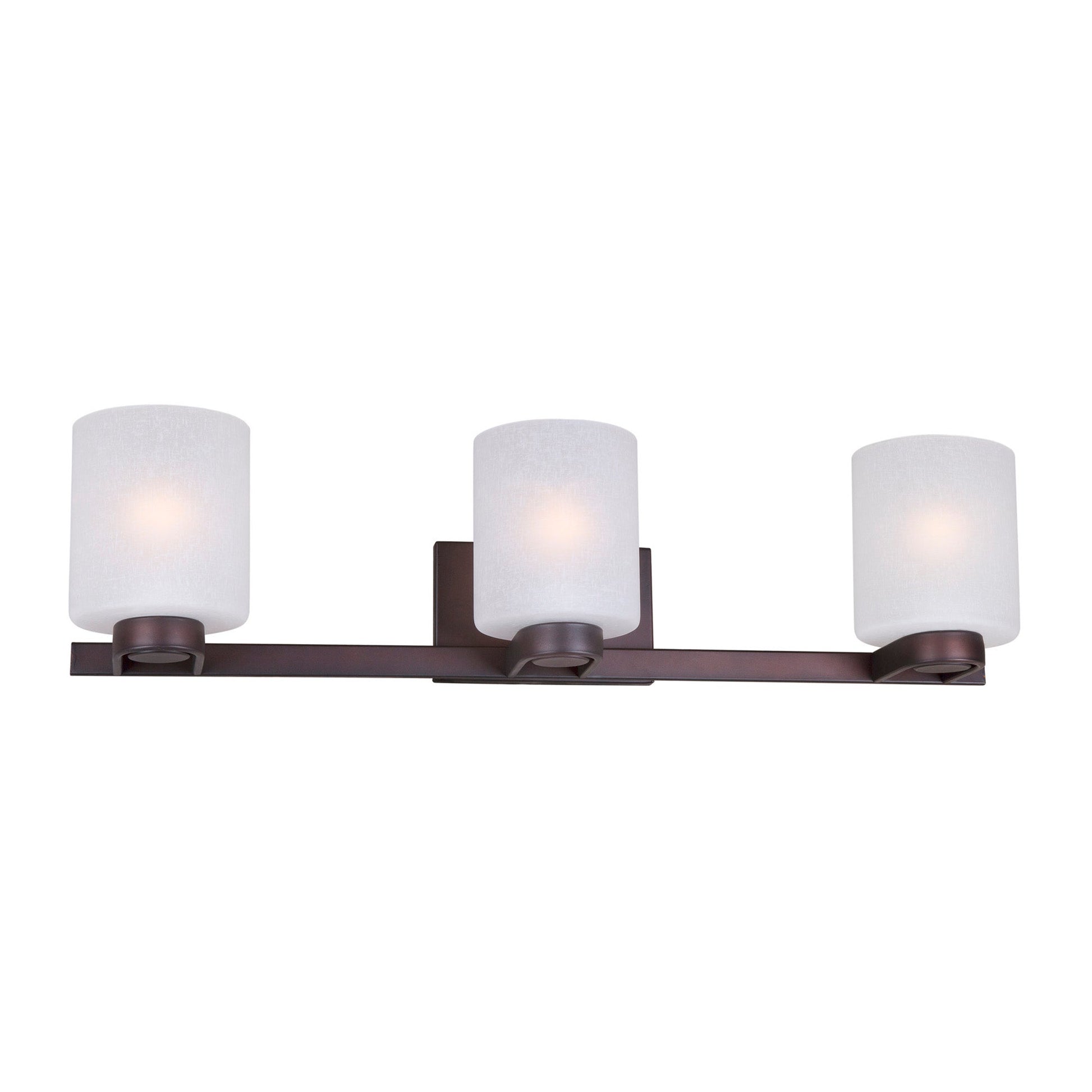 Forte Lighting Mona 29" 3-Light Steel Antique Bronze Bath Bar With White Linen Glass Shades