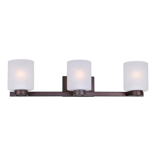 Forte Lighting Mona 29" 3-Light Steel Antique Bronze Bath Bar With White Linen Glass Shades