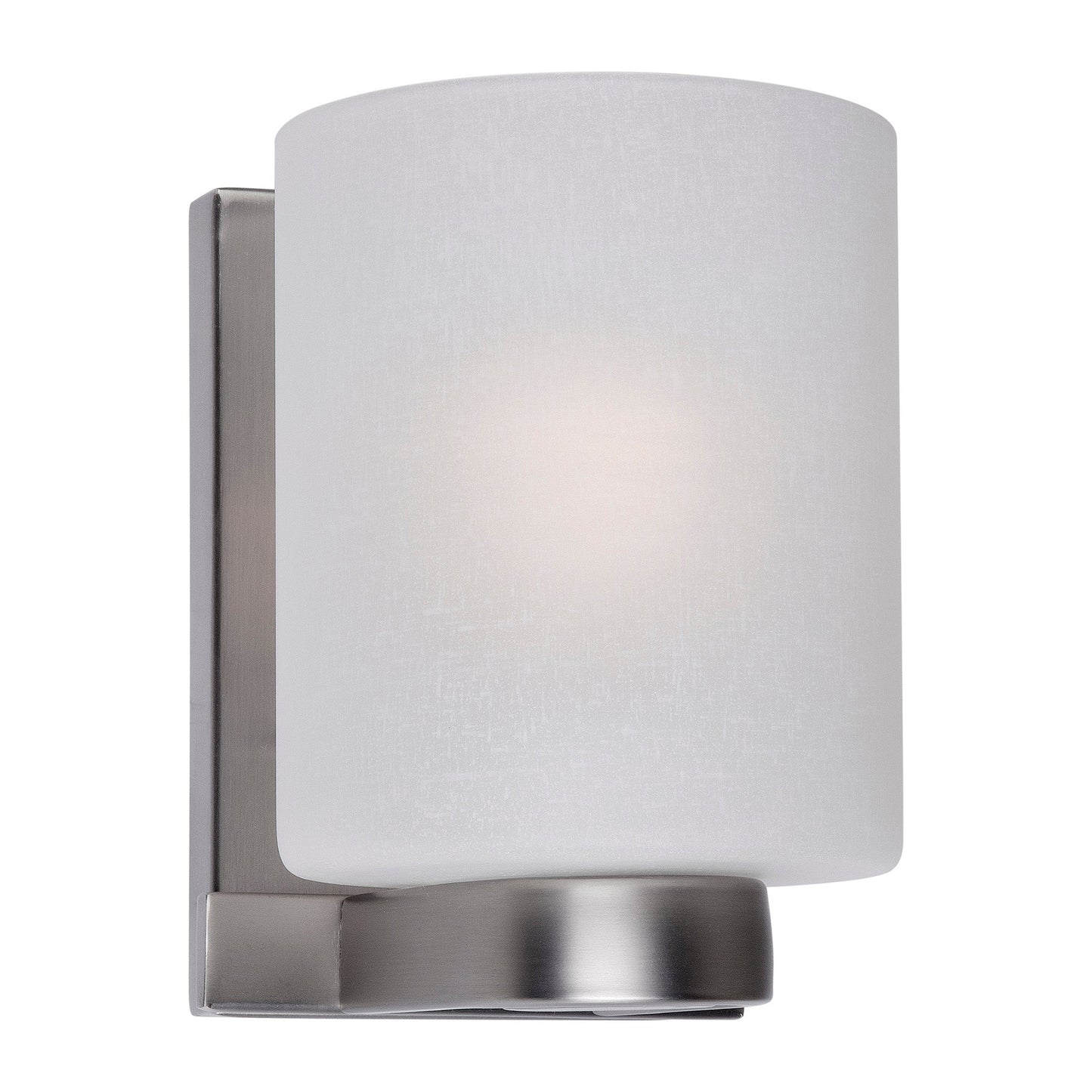 Forte Lighting Mona 5" Steel Brushed Nickel Wall Sconce With White Linen Glass Shade