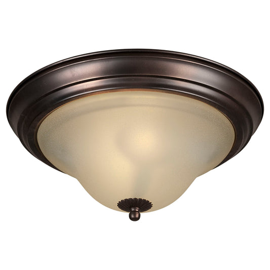 Forte Lighting Monroe 13" 2-Light Steel Antique Bronze Finish Flush Mount With Shaded Umber Glass Shade