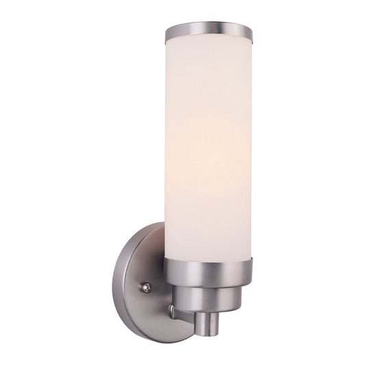 Forte Lighting Morgan 5" Steel Brushed Nickel Wall Sconce With Satin Opal Glass Shade