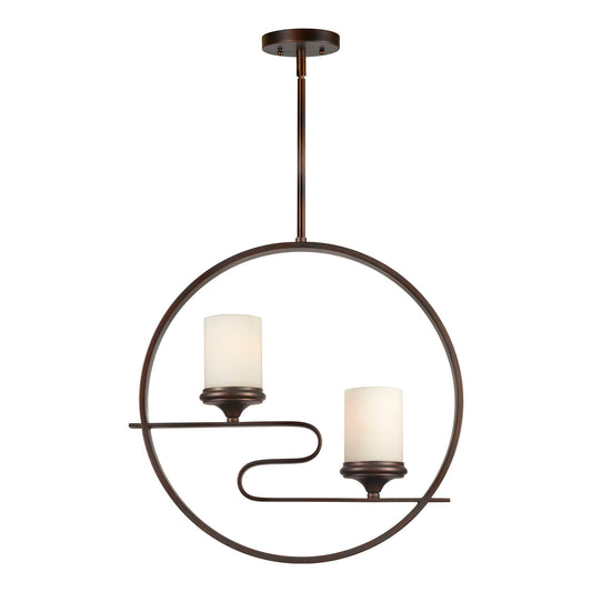 Forte Lighting Nan 20" 2-Light Steel Antique Bronze Pendant With Satin Opal Glass Shades