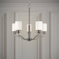 Forte Lighting Nao 25" 5-Light Steel Brushed Nickel Round Chandelier With White Glass Shades