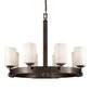 Forte Lighting Nate 28" 8-Light Steel Antique Bronze Chandelier With Square White Glass Shades