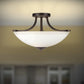 Forte Lighting Nell 17" 3-Light Steel Antique Bronze Semi-Flush Mount With White Glass Shade