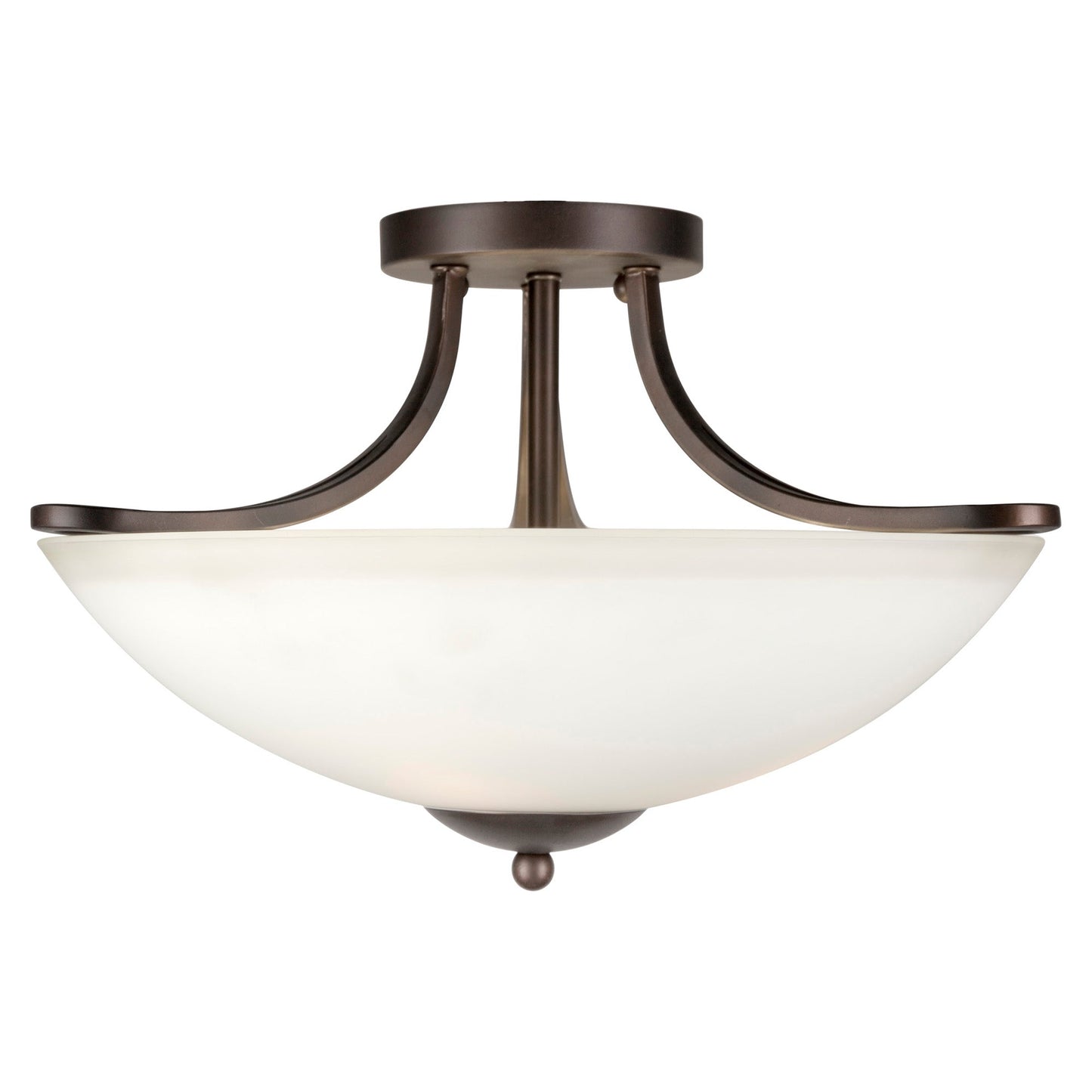 Forte Lighting Nell 17" 3-Light Steel Antique Bronze Semi-Flush Mount With White Glass Shade