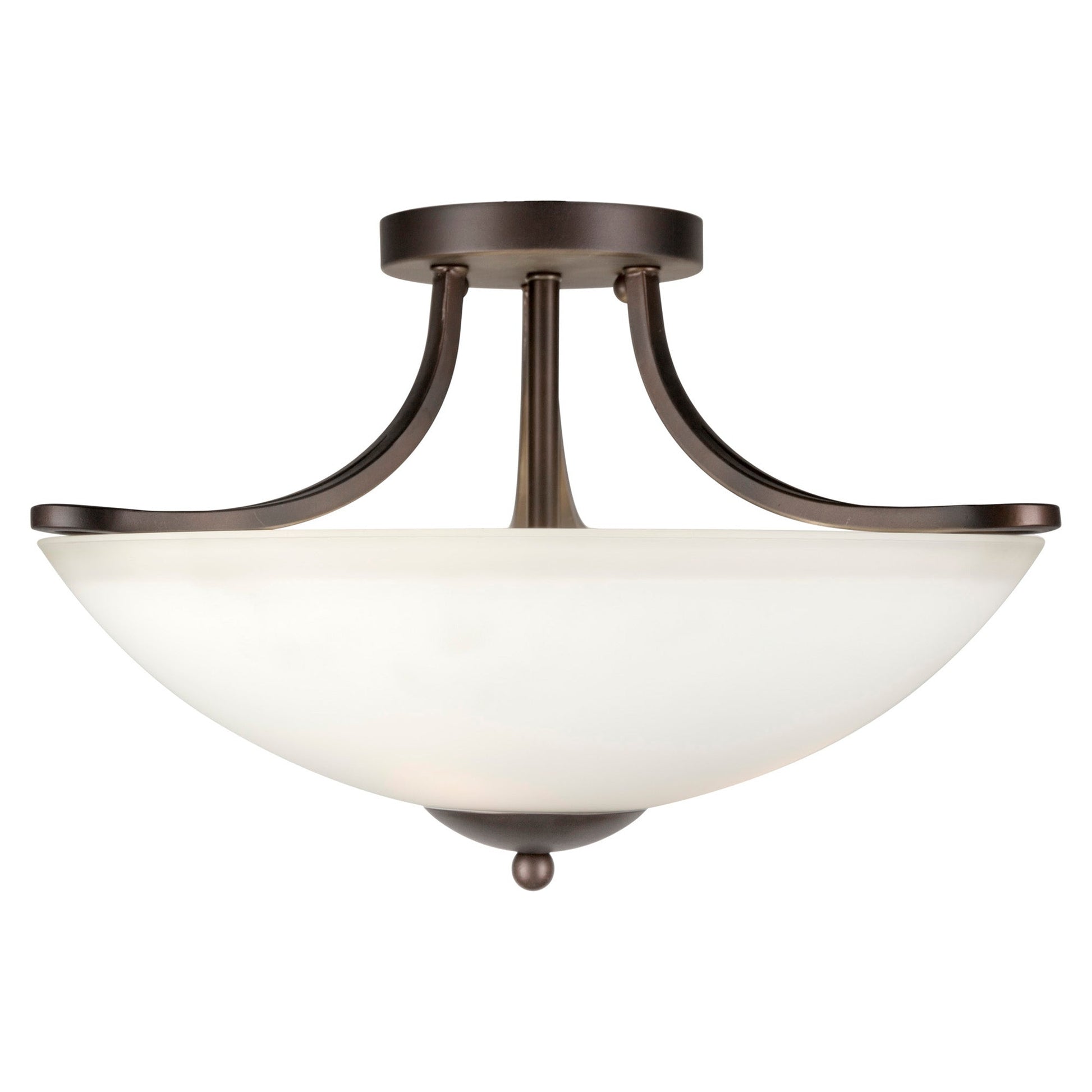 Forte Lighting Nell 17" 3-Light Steel Antique Bronze Semi-Flush Mount With White Glass Shade