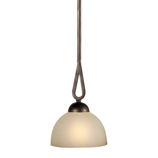 Forte Lighting Nell 8" Steel Antique Bronze Mini Pendant With Shaded Umber Glass Shade
