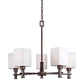 Forte Lighting Nora 23" 5-Light Steel Antique Bronze Round Chandelier With Square Off White Linen Shades