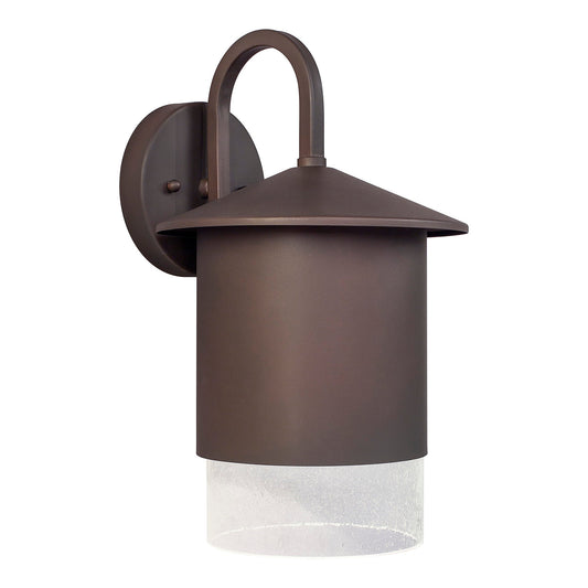 Forte Lighting Oakley 8" Steel Antique Bronze Outdoor Dark Sky Wall Light With Clear Seeded Glass Shade