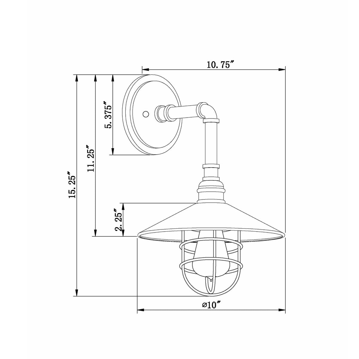 Forte Lighting Ori 10" Steel Antique Bronze Outdoor Wall Light With Metal Shade