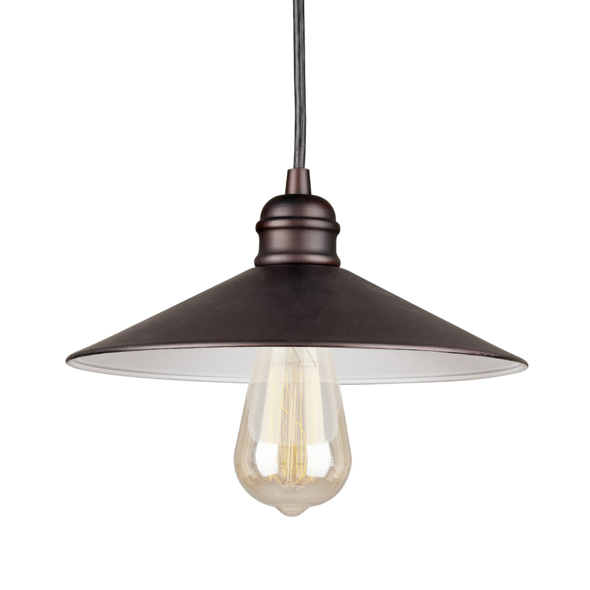 Forte Lighting Ori 10" Steel Antique Bronze Pendant With Metal Shade