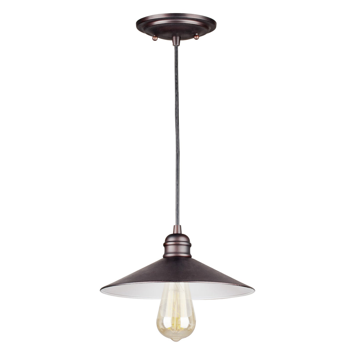 Forte Lighting Ori 10" Steel Antique Bronze Pendant With Metal Shade