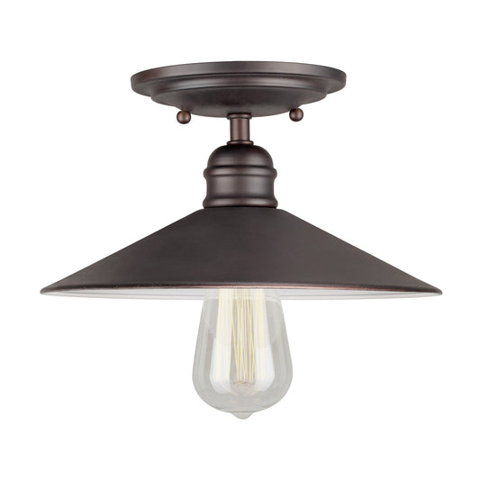 Forte Lighting Ori 10" Steel Antique Bronze Semi-Flush Mount With Metal Shade