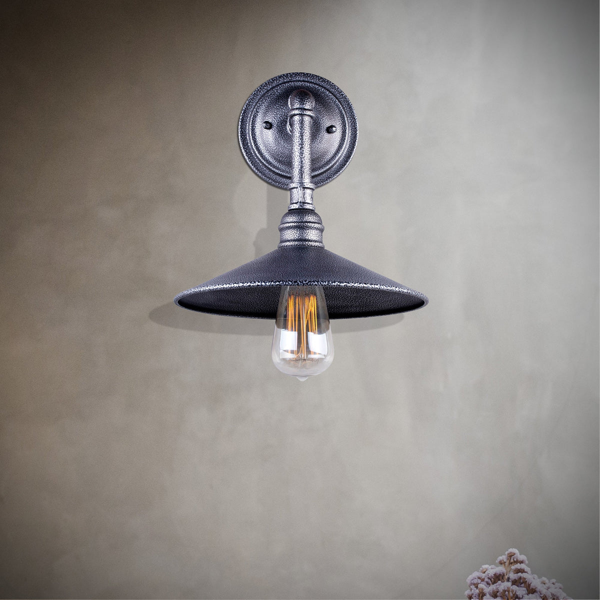 Forte Lighting Ori 10" Steel Industrial Gray Outdoor Wall Light With Metal Shade
