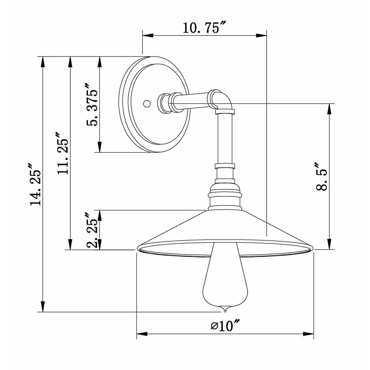 Forte Lighting Ori 10" Steel Industrial Gray Outdoor Wall Light With Metal Shade