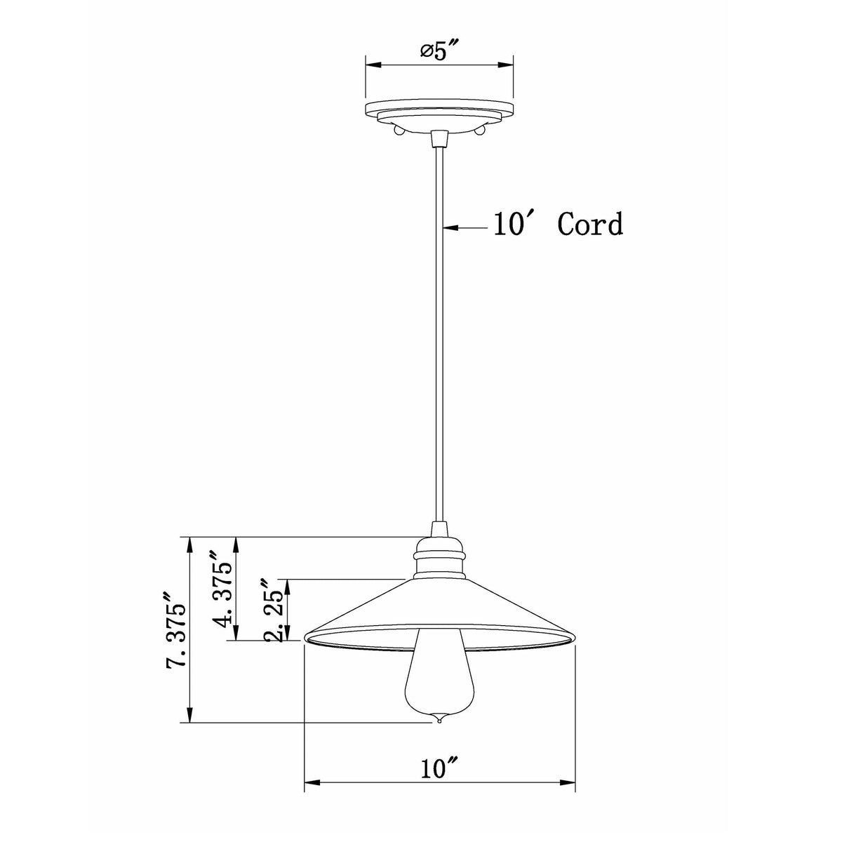 Forte Lighting Ori 10" Steel Industrial Gray Pendant With Metal Shade