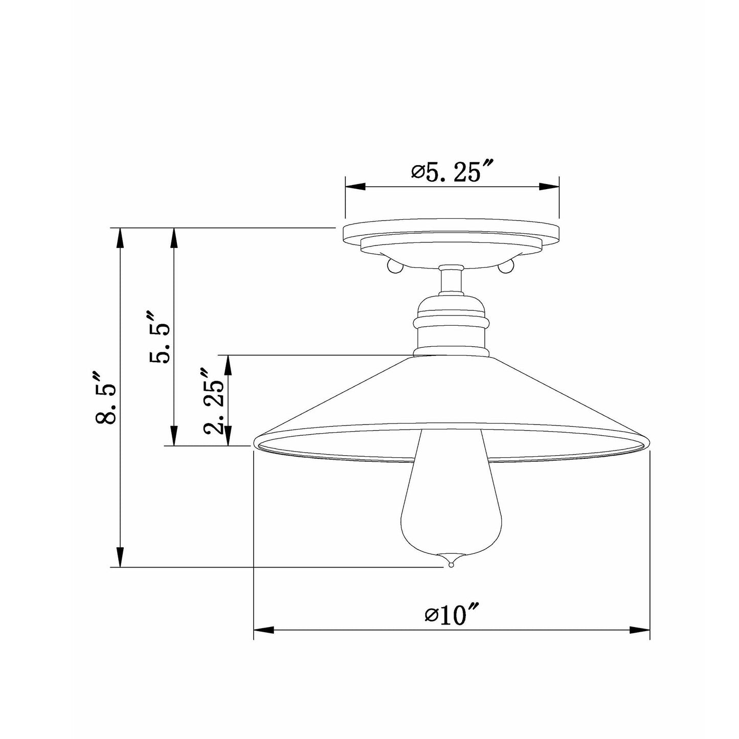 Forte Lighting Ori 10" Steel Industrial Gray Semi-Flush Mount With Metal Shade