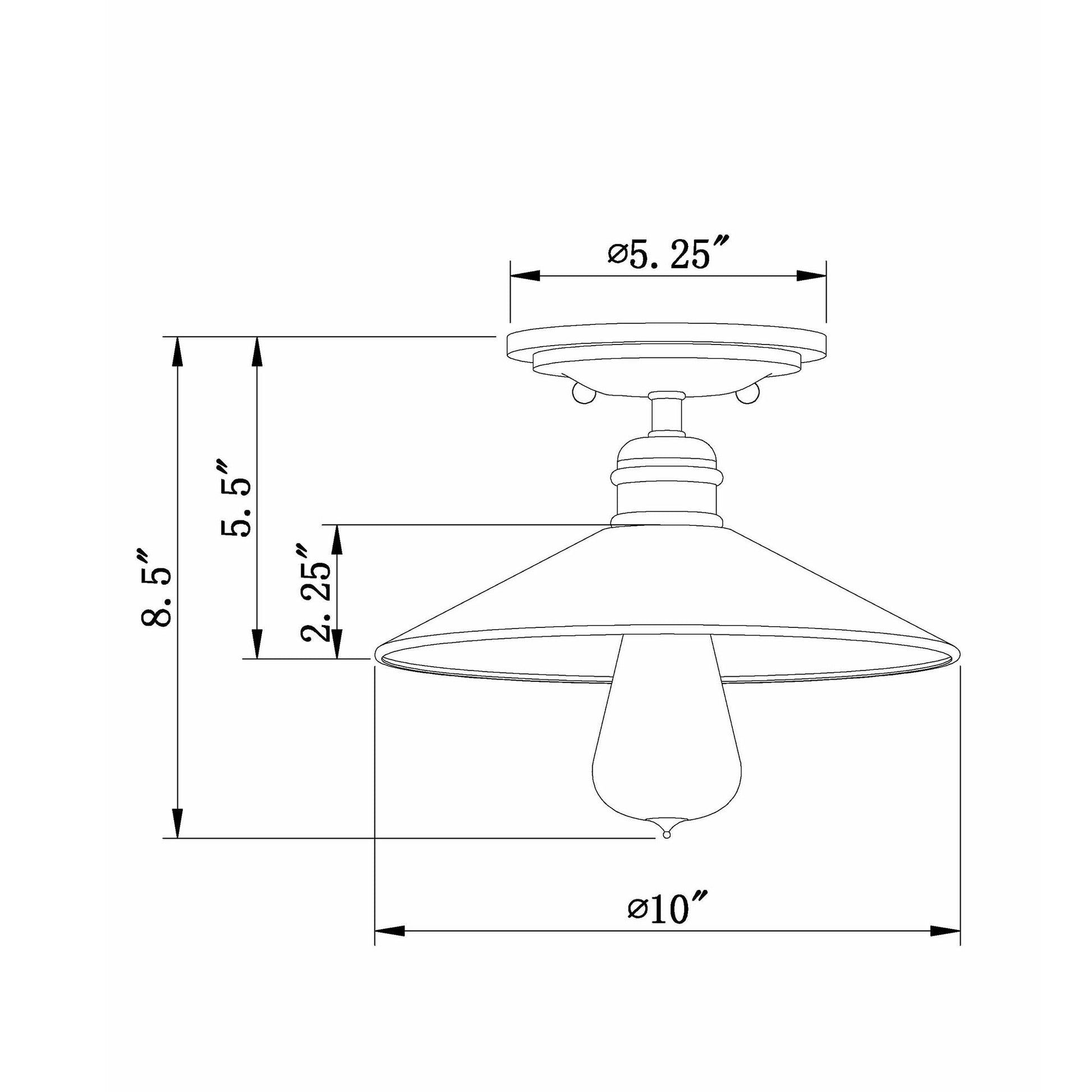 Forte Lighting Ori 10" Steel Industrial Gray Semi-Flush Mount With Metal Shade