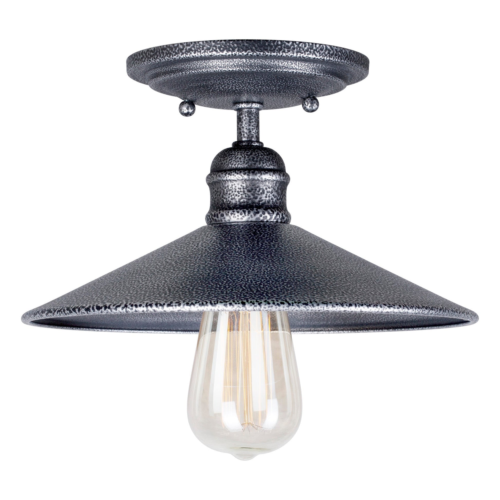 Forte Lighting Ori 10" Steel Industrial Gray Semi-Flush Mount With Metal Shade